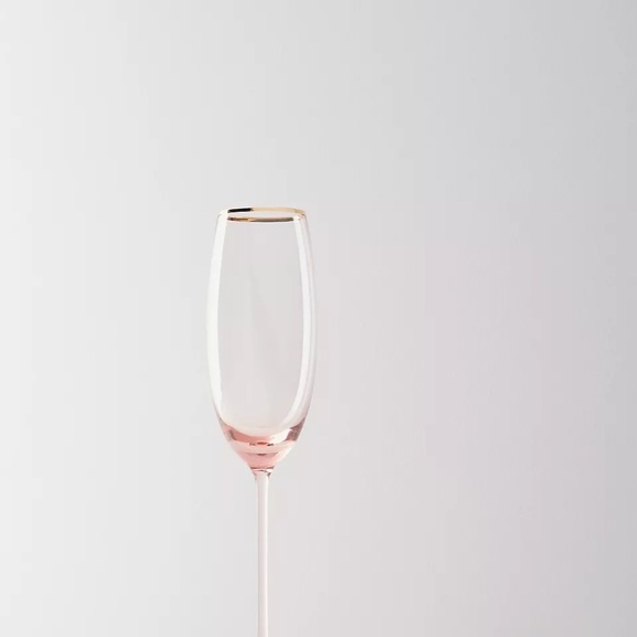 NWT Anthropologie Pink Gilded Rim Flute - Picture 3 of 3